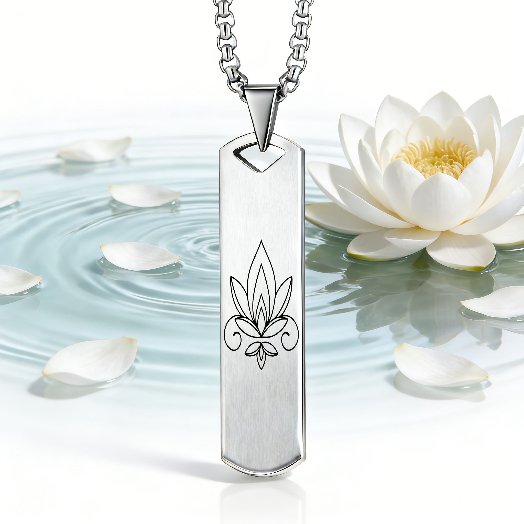 Lotus Scroll Vine Pattern Pendant Necklace, Elegant Gift